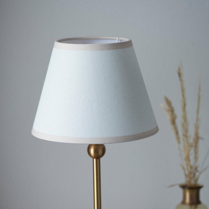 Santiago And Ivy 20cm Vintage White Shade Table Lamp In Brushed Aged Brass