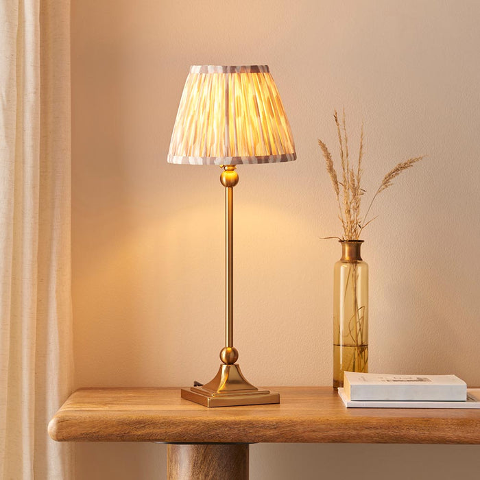 Santiago And Ikat 20cm Neutral Shade Table Lamp In Brushed Aged Brass