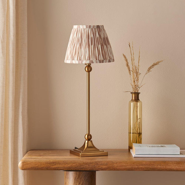Santiago And Ikat 20cm Neutral Shade Table Lamp In Brushed Aged Brass
