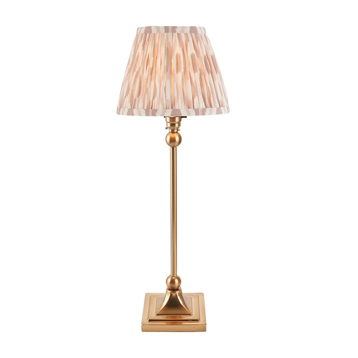 Santiago And Ikat 20cm Neutral Shade Table Lamp In Brushed Aged Brass