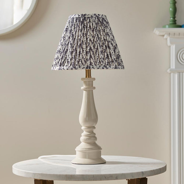 Myrtle And Leaf 25cm Pearl Grey Shade Table Lamp With Gloss Almond White Base
