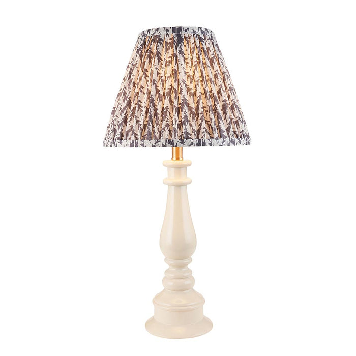 Myrtle And Leaf 25cm Pearl Grey Shade Table Lamp With Gloss Almond White Base