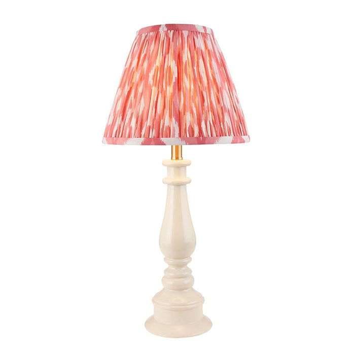 Myrtle And Ikat 25cm Coral Pink Shade Table Lamp With Gloss Almond White Base