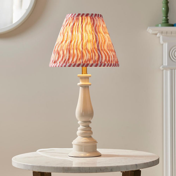 Myrtle And Ripple 25cm Coral Pink Shade Table Lamp With Gloss Almond White Base