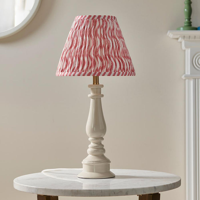 Myrtle And Ripple 25cm Coral Pink Shade Table Lamp With Gloss Almond White Base