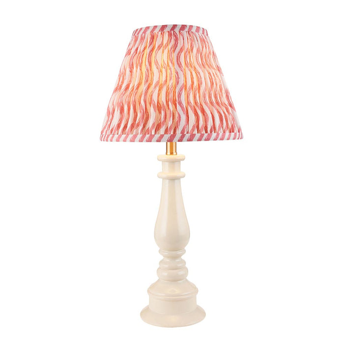 Myrtle And Ripple 25cm Coral Pink Shade Table Lamp With Gloss Almond White Base