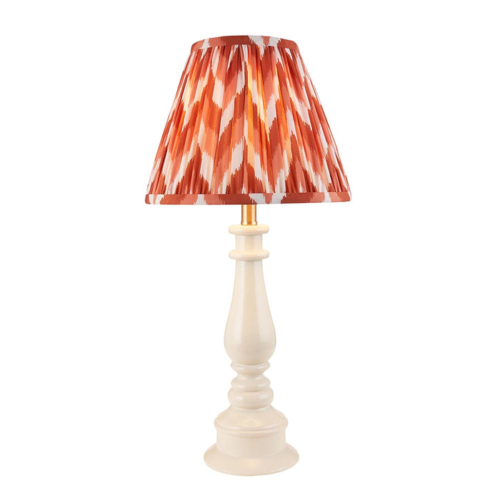 Myrtle And Zigzag 25cm Apricot Orange Shade Table Lamp With Gloss Almond White Base