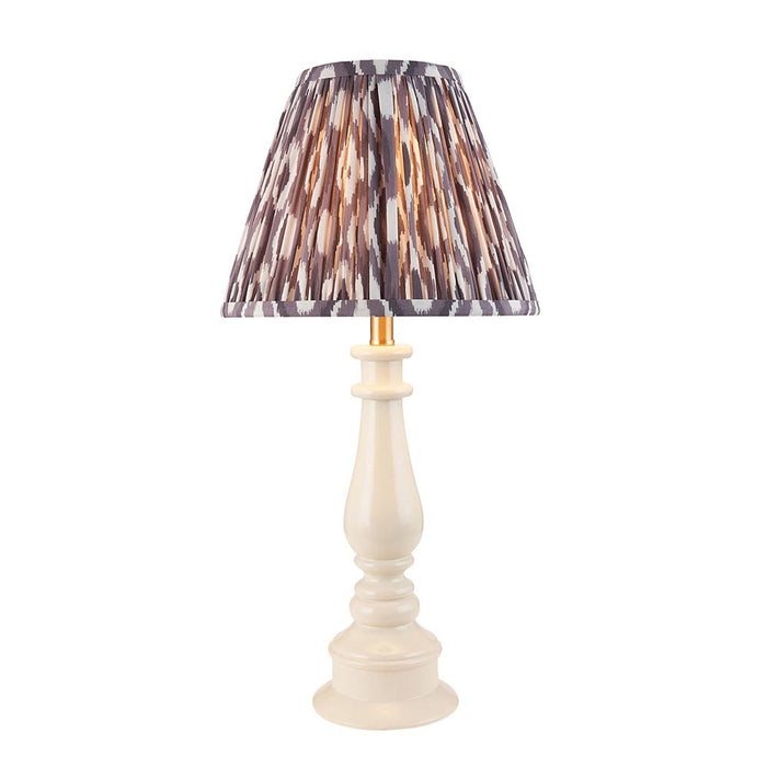 Myrtle And Ikat 25cm Pearl Grey Shade Table Lamp With Gloss Almond White Base