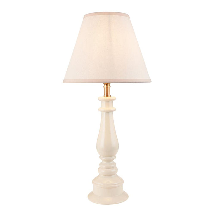 Myrtle And Ivy 25cm Vintage White Shade Table Lamp With Gloss Almond White Base