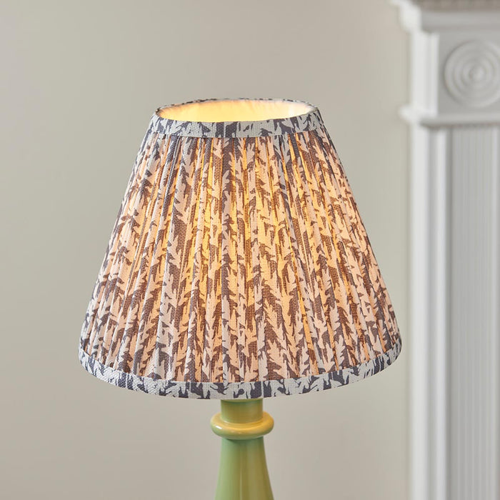 Myrtle And Leaf 25cm Pearl Grey Shade Table Lamp With Gloss Cotswold Green Base