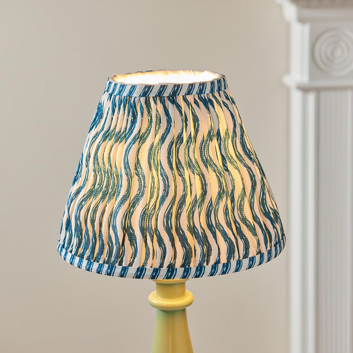 Myrtle And Ripple 25cm Marin Blue Shade Table Lamp With Gloss Cotswold Green Base