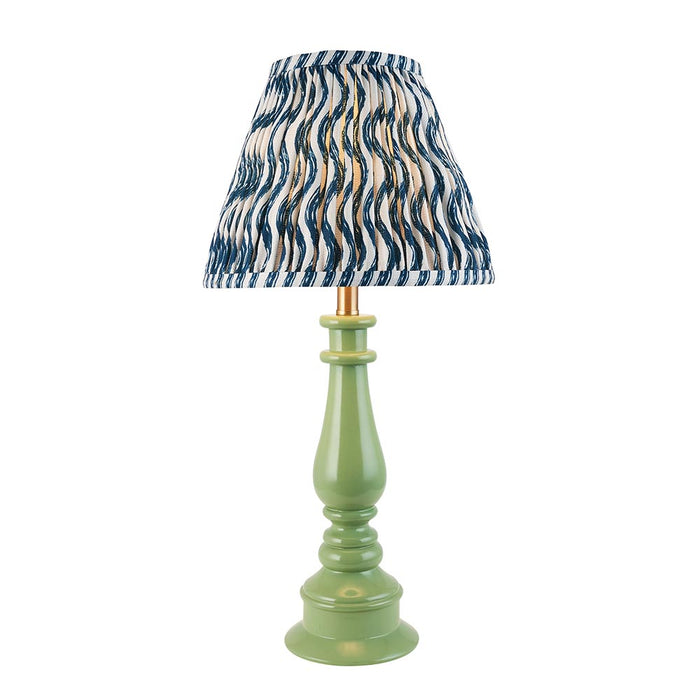 Myrtle And Ripple 25cm Marin Blue Shade Table Lamp With Gloss Cotswold Green Base