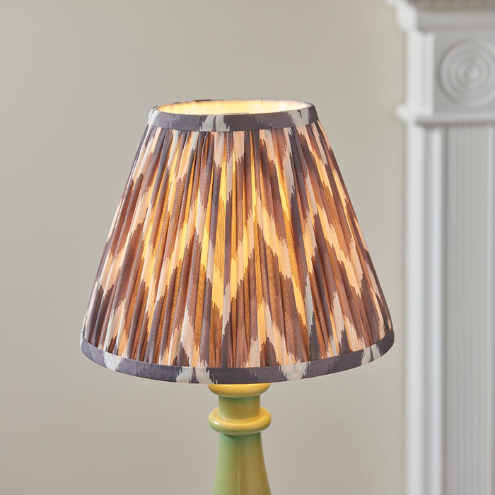 Myrtle And Zigzag 25cm Pearl Grey Shade Table Lamp With Gloss Cotswold Green Base