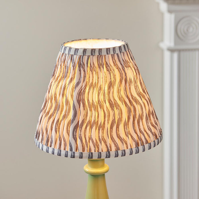 Myrtle And Ripple 25cm Pearl Grey Shade Table Lamp With Gloss Cotswold Green Base