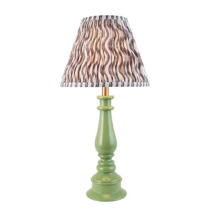 Myrtle And Ripple 25cm Pearl Grey Shade Table Lamp With Gloss Cotswold Green Base