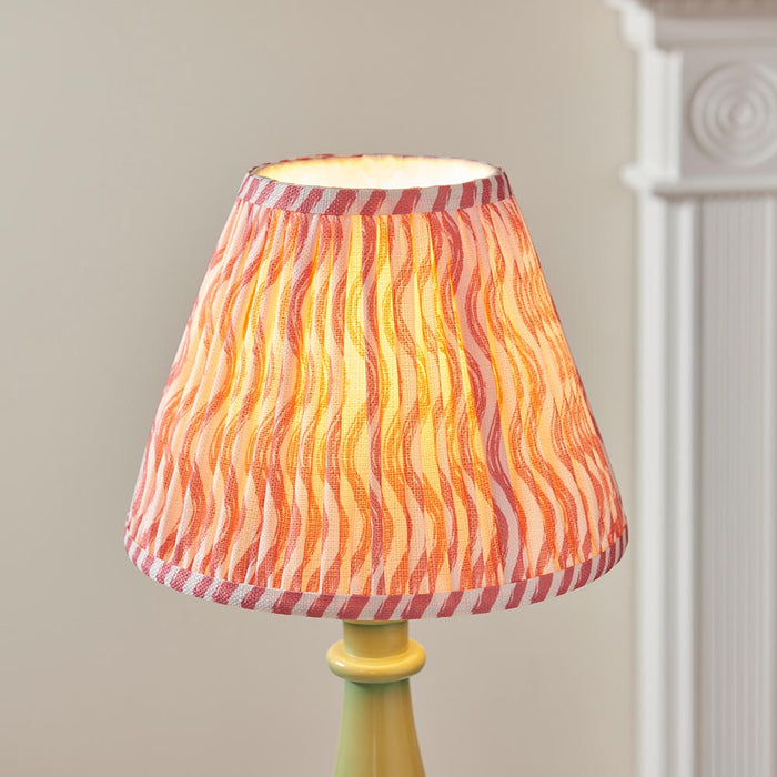 Myrtle And Ripple 25cm Coral Pink Shade Table Lamp With Gloss Cotswold Green Base