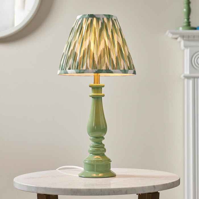 Myrtle And Zigzag 25cm Cotswold Green Shade Table Lamp With Gloss Cotswold Green Base
