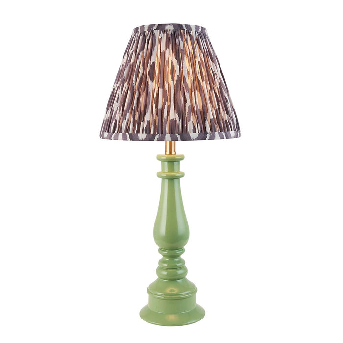 Myrtle And Ikat 25cm Pearl Grey Shade Table Lamp With Gloss Cotswold Green Base