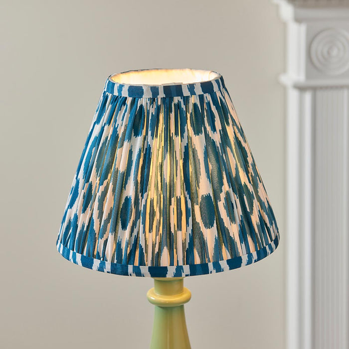 Myrtle And Ikat 25cm Marlin Blue Shade Table Lamp With Gloss Cotswold Green Base
