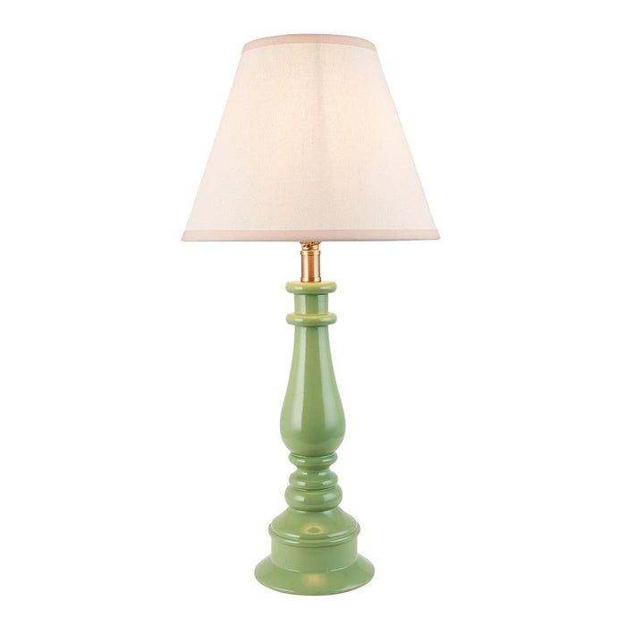 Myrtle And Ivy 25cm Vintage White Shade Table Lamp With Gloss Cotswold Green Base