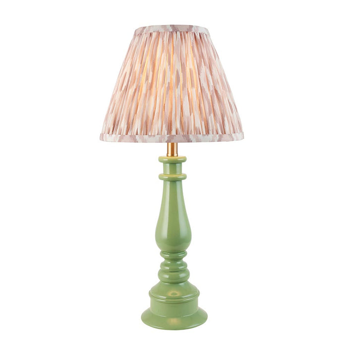 Myrtle And Ikat 25cm Neutral Shade Table Lamp With Gloss Cotswold Green Base