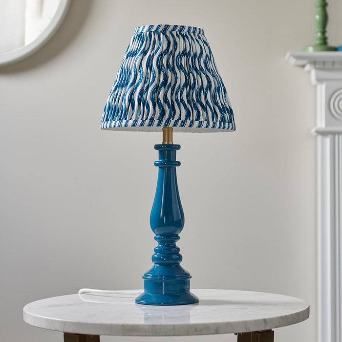 Myrtle And Ripple 25cm Marin Blue Shade Table Lamp With Gloss Marlin Blue Base