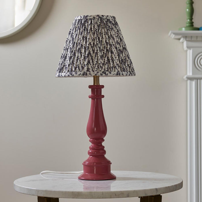 Myrtle And Leaf 25cm Pearl Grey Shade Table Lamp With Gloss Pink Clay Base
