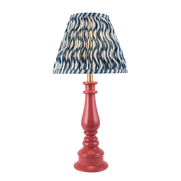 Myrtle And Ripple 25cm Marin Blue Shade Table Lamp With Gloss Pink Clay Base
