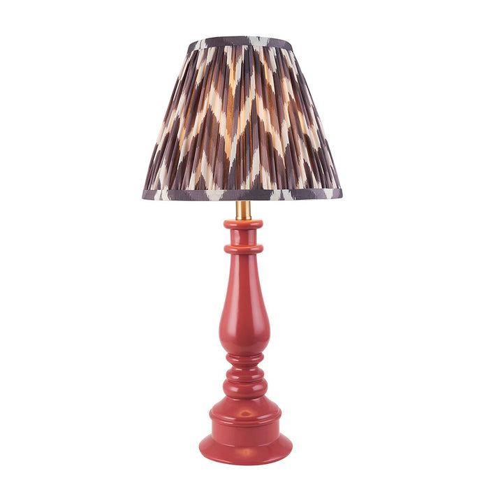 Myrtle And Zigzag 25cm Pearl Grey Shade Table Lamp With Gloss Pink Clay Base