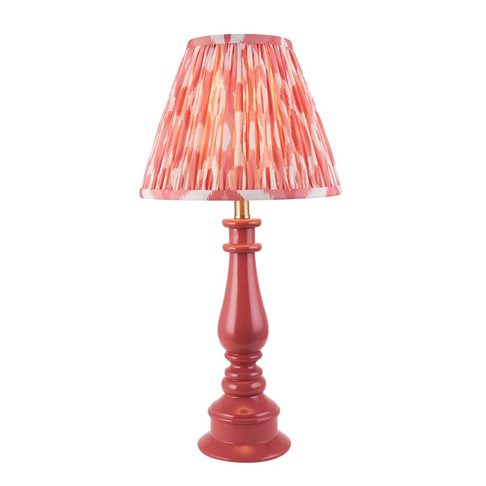 Myrtle And Ikat 25cm Coral Pink Shade Table Lamp With Gloss Pink Clay Base
