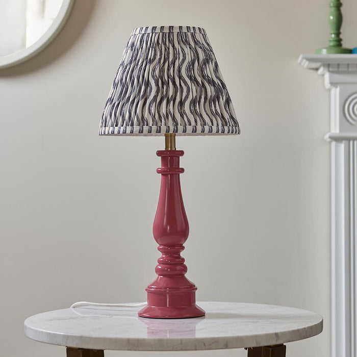 Myrtle And Ripple 25cm Pearl Grey Shade Table Lamp With Gloss Pink Clay Base