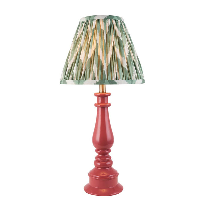 Myrtle And Zigzag 25cm Cotswold Green Shade Table Lamp With Gloss Pink Clay Base