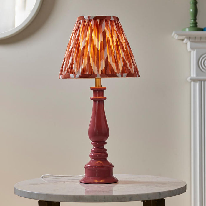 Myrtle And Zigzag 25cm Apricot Orange Shade Table Lamp With Gloss Pink Clay Base