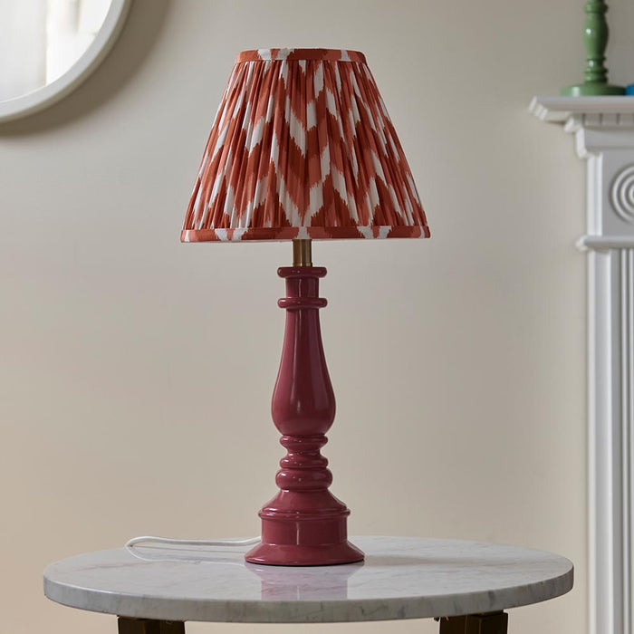 Myrtle And Zigzag 25cm Apricot Orange Shade Table Lamp With Gloss Pink Clay Base