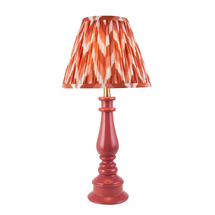 Myrtle And Zigzag 25cm Apricot Orange Shade Table Lamp With Gloss Pink Clay Base