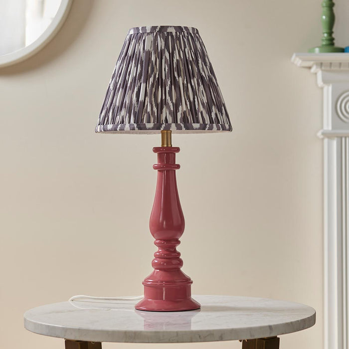 Myrtle And Ikat 25cm Pearl Grey Shade Table Lamp With Gloss Pink Clay Base