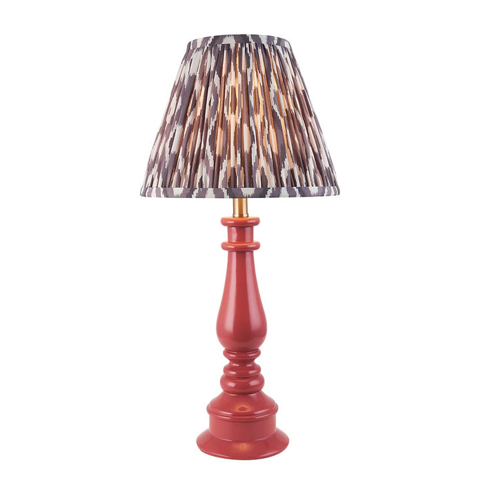 Myrtle And Ikat 25cm Pearl Grey Shade Table Lamp With Gloss Pink Clay Base