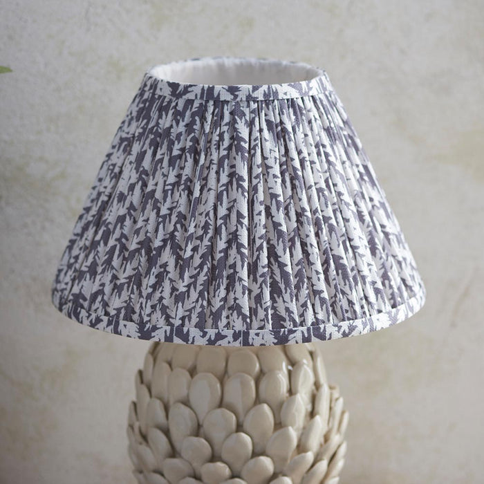 Layered Leaf And Leaf 30cm Pearl Grey Shade Table Lamp With Round Ivory Ceramic Base
