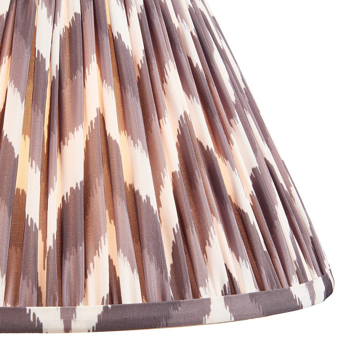 Layered Leaf And Zigzag 30cm Pearl Grey Shade Table Lamp With Round Ivory Ceramic Base