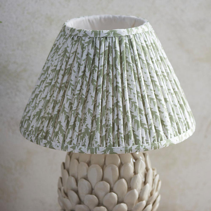 Layered Leaf And Leaf 30cm Herb Garden Green Shade Table Lamp With Round Ivory Ceramic Base