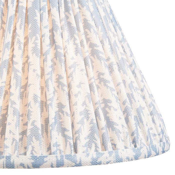 Layered Leaf And Leaf 30cm Shell Bay Blue Shade Table Lamp With Round Ivory Ceramic Base