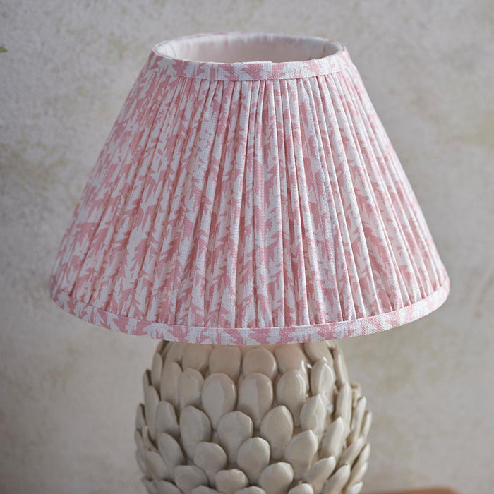 Layered Leaf And Leaf 30cm Peachy Keen Shade Table Lamp With Round Ivory Ceramic Base