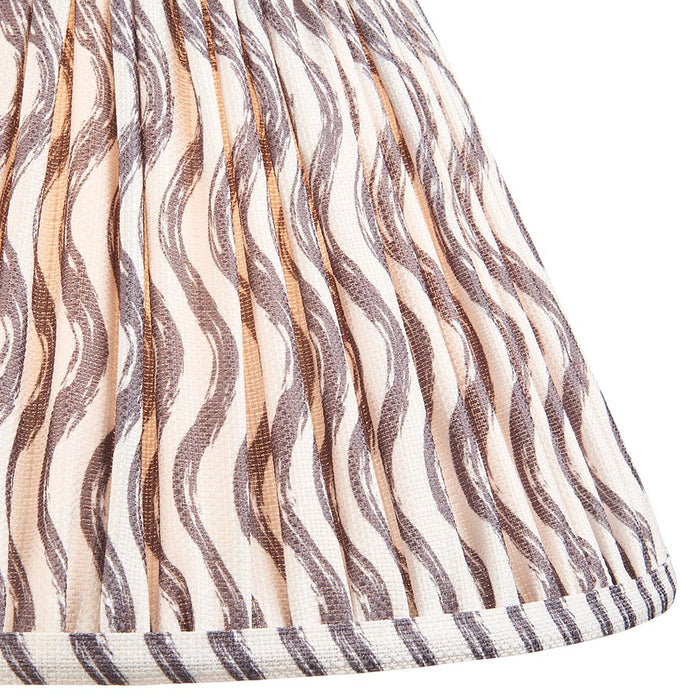 Layered Leaf And Ripple 30cm Pearl Grey Shade Table Lamp With Round Ivory Ceramic Base