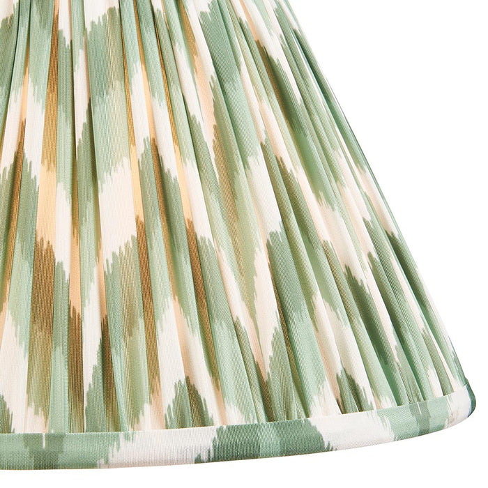 Layered Leaf And Zigzag 30cm Cotswold Green Shade Table Lamp With Round Ivory Ceramic Base