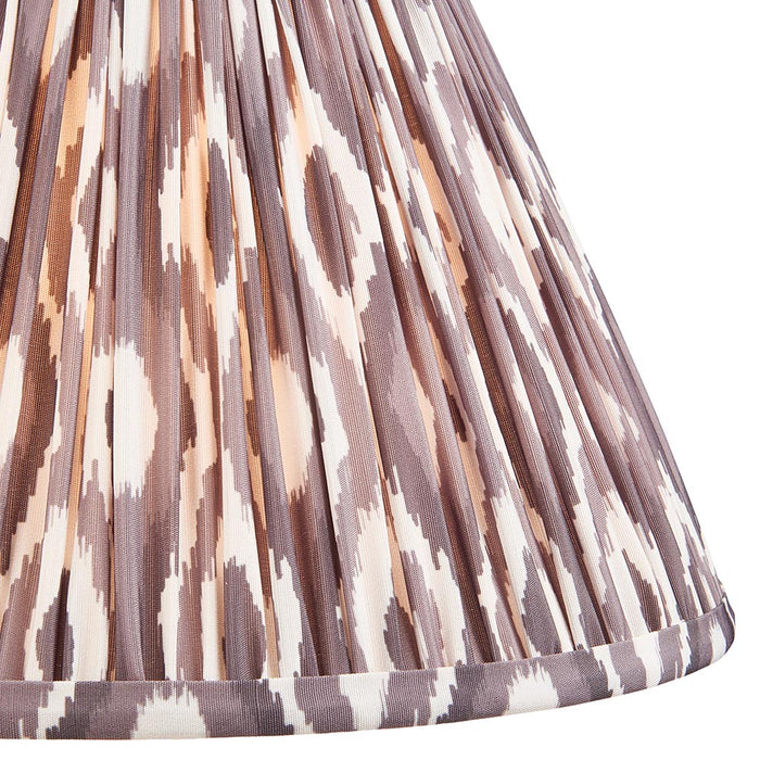 Layered Leaf And Ikat 30cm Pearl Grey Shade Table Lamp With Round Ivory Ceramic Base