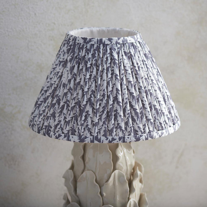 Layered Leaf And Leaf 30cm Pearl Grey Shade Table Lamp With Ivory Ceramic Base