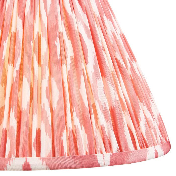 Layered Leaf And Ikat 30cm Coral Pink Shade Table Lamp With Ivory Ceramic Base