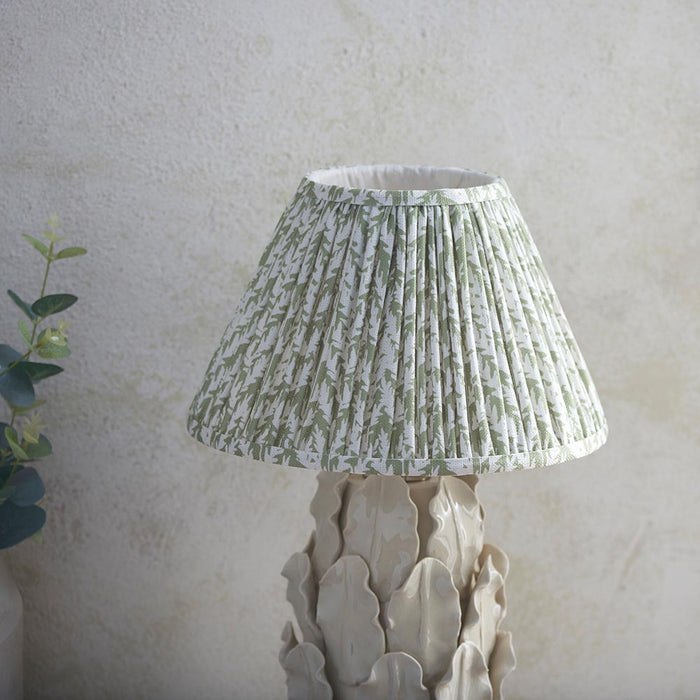 Layered Leaf And Leaf 30cm Herb Garden Green Shade Table Lamp With Ivory Ceramic Base