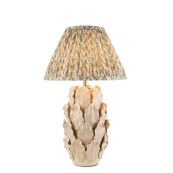 Layered Leaf And Leaf 30cm Herb Garden Green Shade Table Lamp With Ivory Ceramic Base