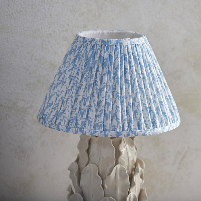 Layered Leaf And Leaf 30cm Shell Bay Blue Shade Table Lamp With Ivory Ceramic Base